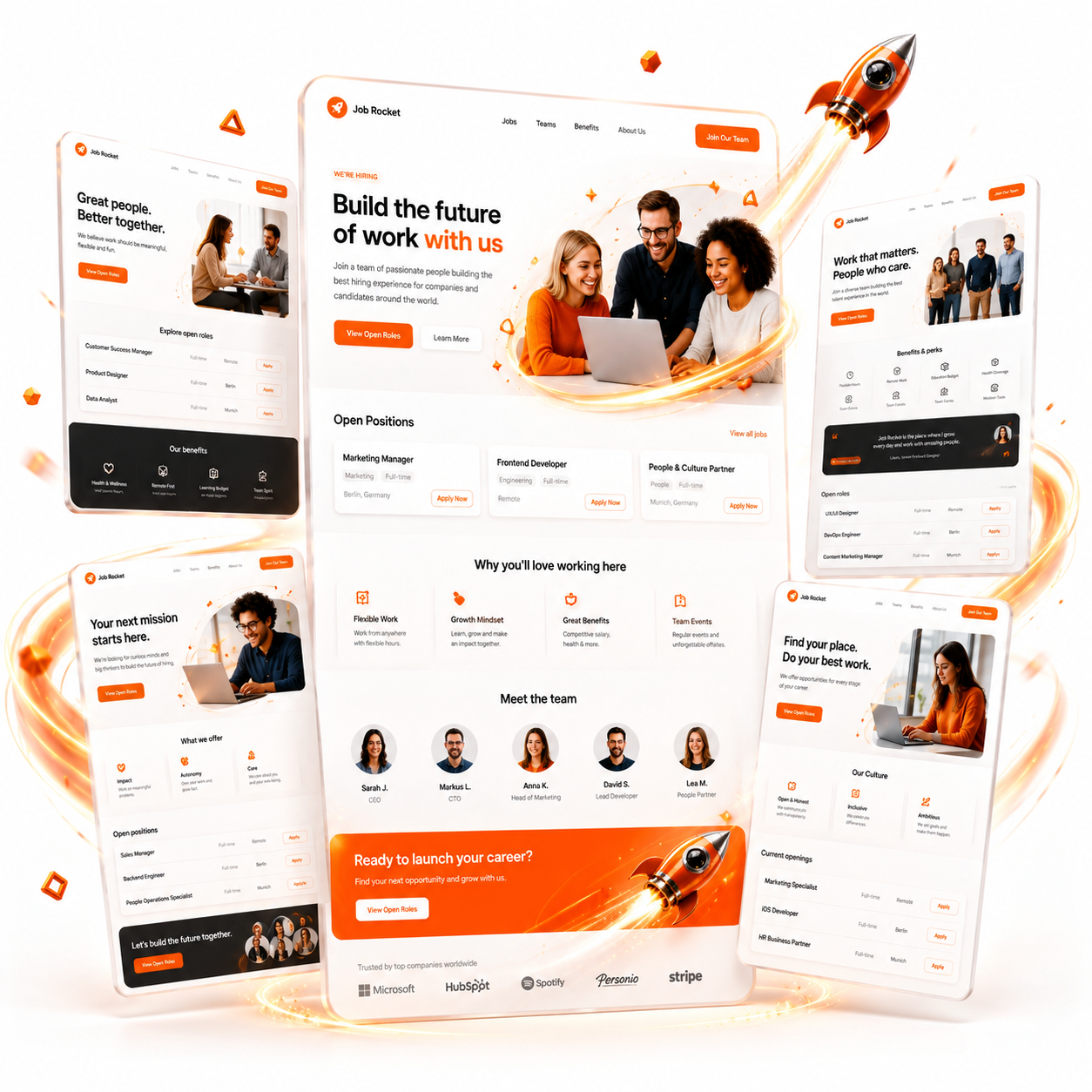 Vorbereitete Seitendesigns von Job Rocket