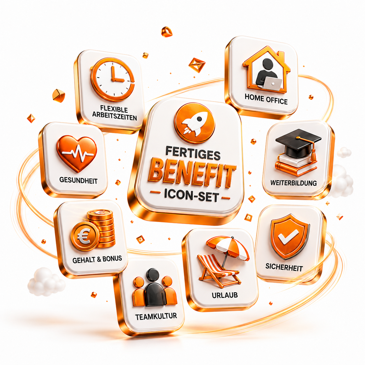 Fertiges Benefit-Icon-Set von Job Rocket